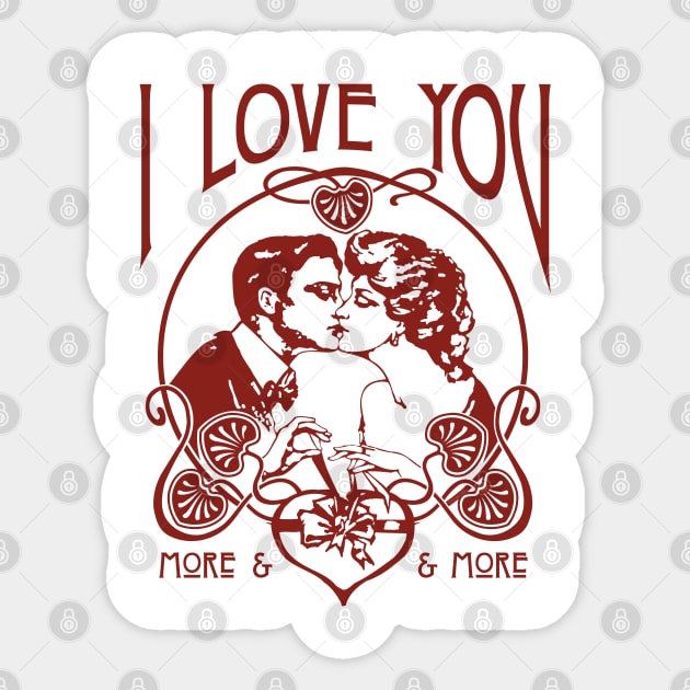 Kisses and Gift I Love You More and More Sticker by ROSHARTWORK